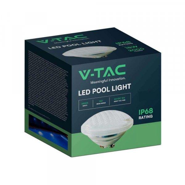 V-TAC PAR56 18W LED medencevilágítás, IP68, hideg fehér, 110 Lm/W - SKU 8024