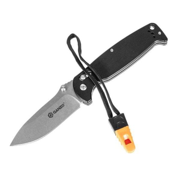 Ganzo G7412-BK-WS összecsukható kés síppal