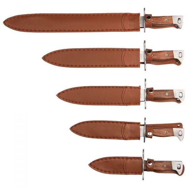 5 darabos IdeallStore® vadászkés készlet, Ak Mission, rozsdamentes acél,
barna, tokkal együtt.