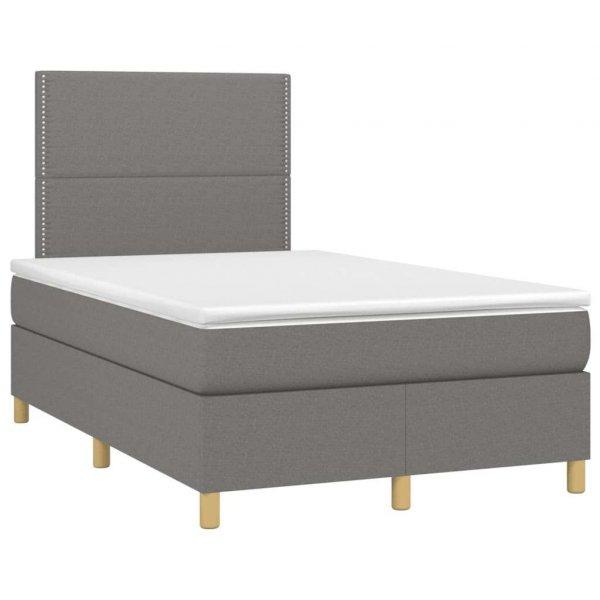 Sötétszürke szövet rugós és led-es ágy matraccal 120 x 200 cm