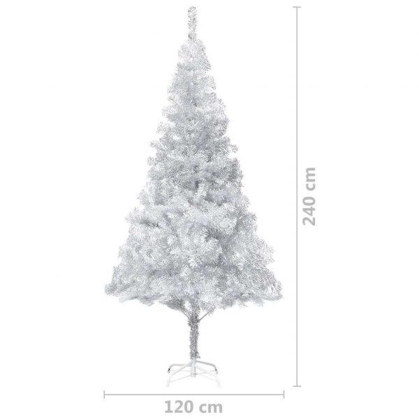 vidaXL ezüstszínű PET műkarácsonyfa LED-ekkel és gömbszettel 240 cm