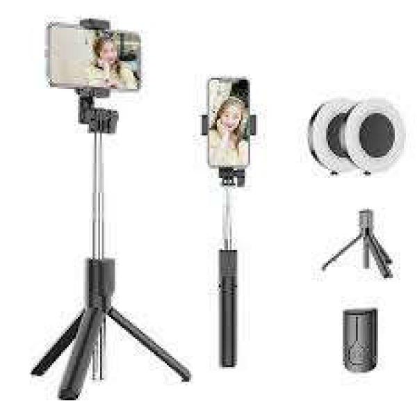 Prémium selfie bot, 19 - 60 cm, 360°-ban forgatható, exponáló gombbal,
bluetooth-os, v4.0, tripod állvány funkció, világítással, fekete
