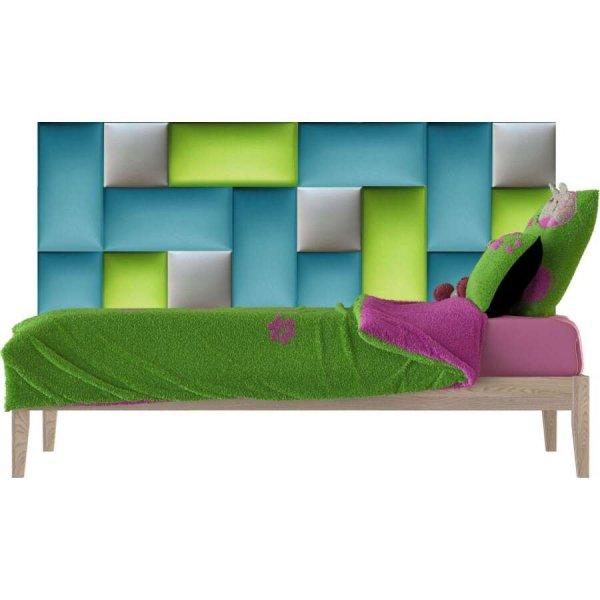 Ötletes falvédő-108 V-28 kerma 3D faldekoráció (200x75 cm) szürke, zöld,
kék panelekből