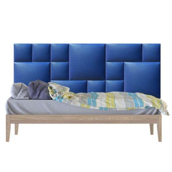 Műbőr falvédő-65 faldekoráció, falvédő ágy mellé (200x75 cm), kék
színű