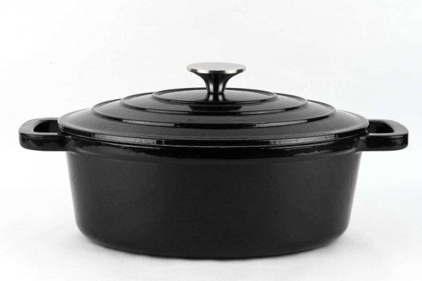 Magefesa-Ferro Eco ovális öntöttvas serpenyő, 28x21x10 cm, 3 l, fekete