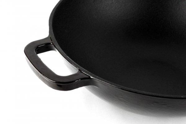 Magefesa-Ferro Eco wok serpenyő, öntöttvas, 30x9 cm, fekete