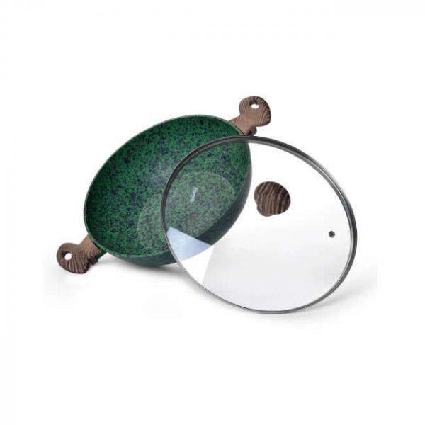 Fissman-Malachite wok serpenyő, alumínium, 30x9 cm, zöld/barna