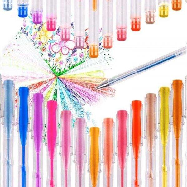 Gél tollak, többszínű, metál, csillogó, fluoreszkáló, 140 db-os
készlet, Malatec