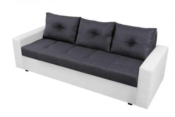 Toledo Kihúzható kanapé, 226x90x86 cm, tárolóládával, fehér/antracit