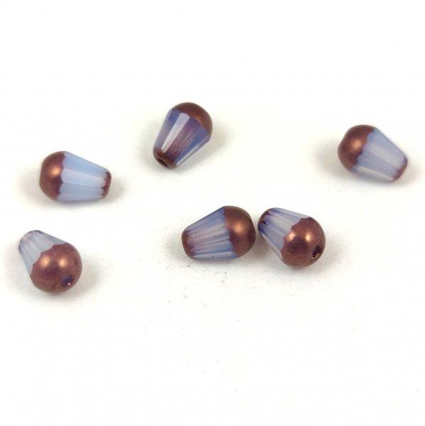 Cseh csiszolt csepp gyöngy 8x6mm - Opal Light Sapphire Bronze