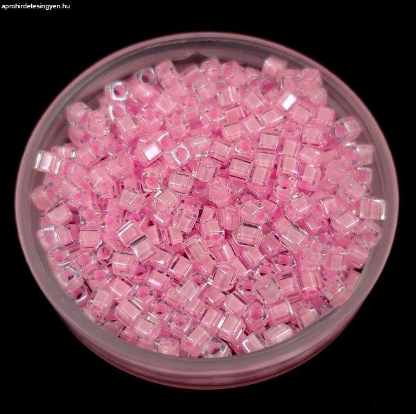 Miyuki kocka gyöngy - 207 - Pink Lined Crystal - 1.8mm