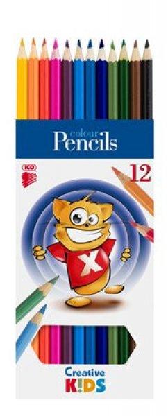 Színes ceruza készlet, hatszögletű, ICO "Creative Kids", 12
különböző szín