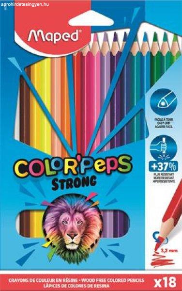 Színes ceruza készlet, háromszögletű, MAPED "Color'Peps
Strong", 18 különböző szín