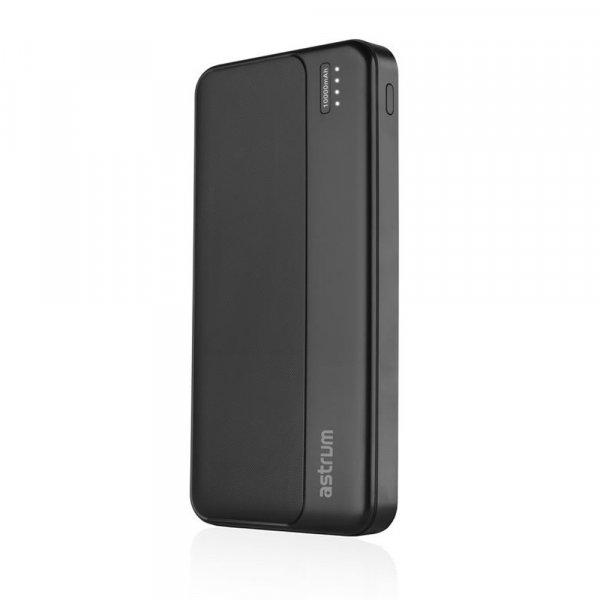 Astrum PB620 10000mAh fekete gyorstöltő PD 3.0, QC 4.0 power bank 2X USB-A
(2.4A), 1X Type-C (22,5W), li-polymer cellákkal