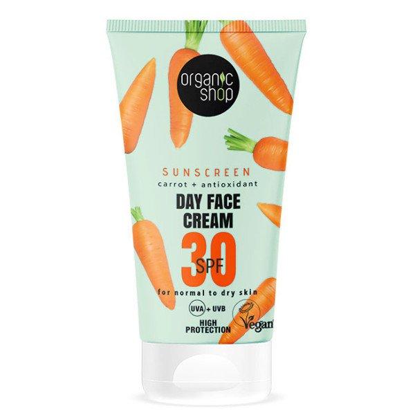 Organic Shop Fényvédő nappali arckrém sárgarépával és antioxidánsokkal
SPF30 (normál és száraz bőrre)