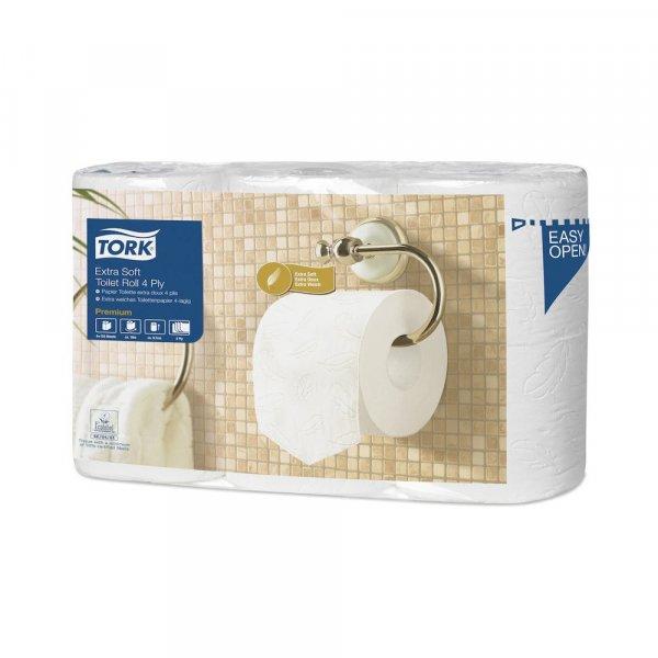 Toalettpapír 4 rétegű kistekercses átmérő: 11,8 cm 153 lap/tekercs 6
tekercs/csomag Extra Soft T4 Tork_110405 fehér