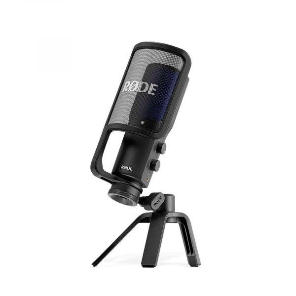 RØDE NT-USB+ kondenzátor USB mikrofon fejhallgató erősítővel, pop
filterrel és asztali állvánnyal.