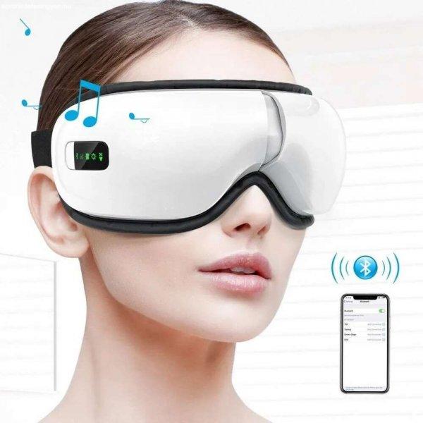 Zenélő szemmasszírozó készülék beépített Bluetooth hangszóróval -
vibrációs masszázsszemüveg relaxáláshoz (BBV)