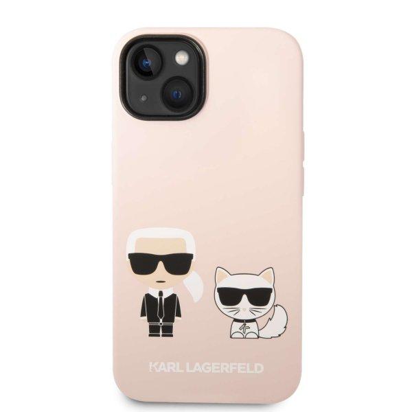 Karl Lagerfeld és Choupette folyékony szilikon Zadní Kryt pro iPhone 14
rózsaszínű tok
