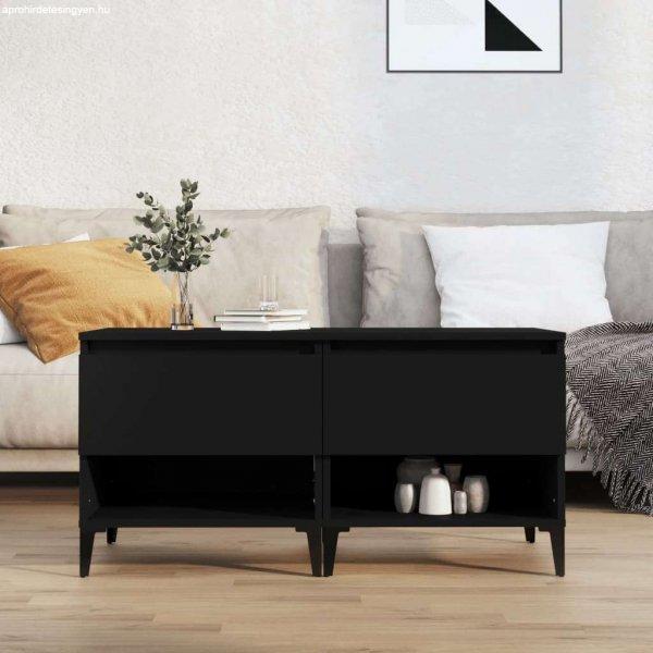 vidaXL 2 db fekete szerelt fa kisasztal 50 x 46 x 50 cm