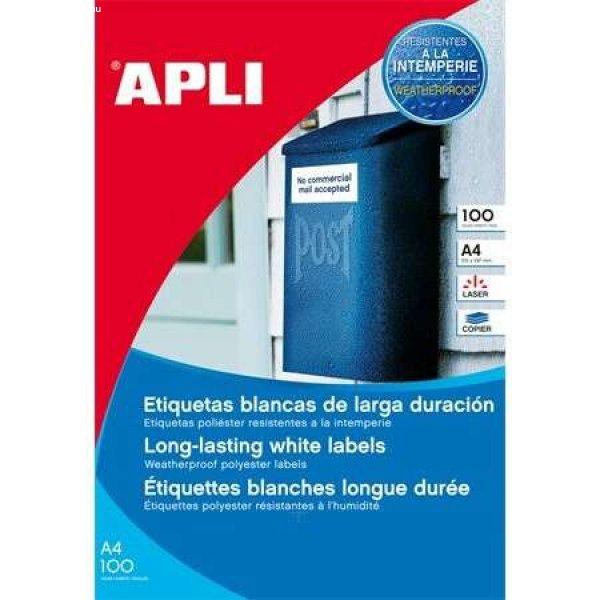 APLI 210x297 mm, poliészter, matt fehér időjárásálló,Etikett (100
etikett/csomag)