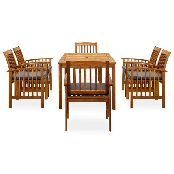 3058089 7 piece garden dining set with cushions solid acacia wood
(45962+2x312131)