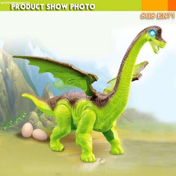 Üvöltő, lépkedő óriás szárnyas dinoszaurusz - menet közben tojást rak
(BBJ)