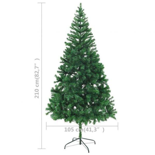 vidaXL zöld műkarácsonyfa LED-fénnyel és gömbszettel 210 cm 910 ággal