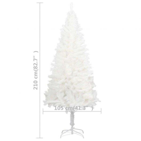 vidaXL fehér műkarácsonyfa LED-fényekkel és gömbszettel 210 cm