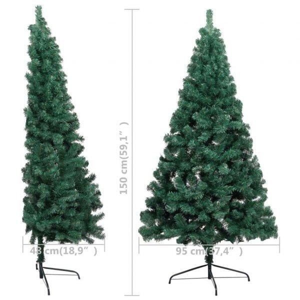 vidaXL zöld fél műkarácsonyfa LED fényekkel és gömbszettel 150 cm