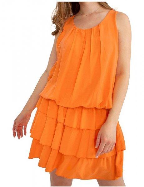 Narancssárga fodros mini ruha