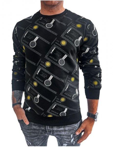 fekete mintás kapucnis pulóver