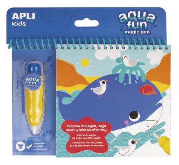 Színezőfüzet, vízbázisú, APLI Kids "Aqua Fun", tengeri állatok