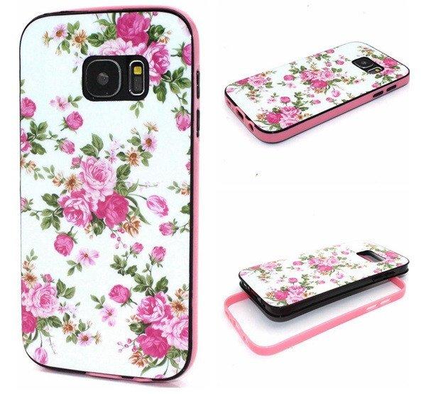 Műanyag telefonvédő (szilikon keret, rózsaszín virág minta) FEHÉR Samsung
Galaxy S7 (SM-G930)