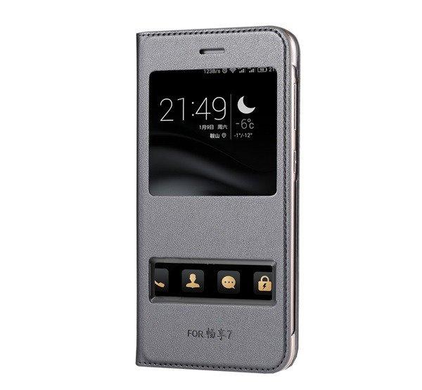 Tok álló, bőr hatású (FLIP, oldalra nyíló, Dual View Window) EZÜST
Huawei P9 Lite Mini