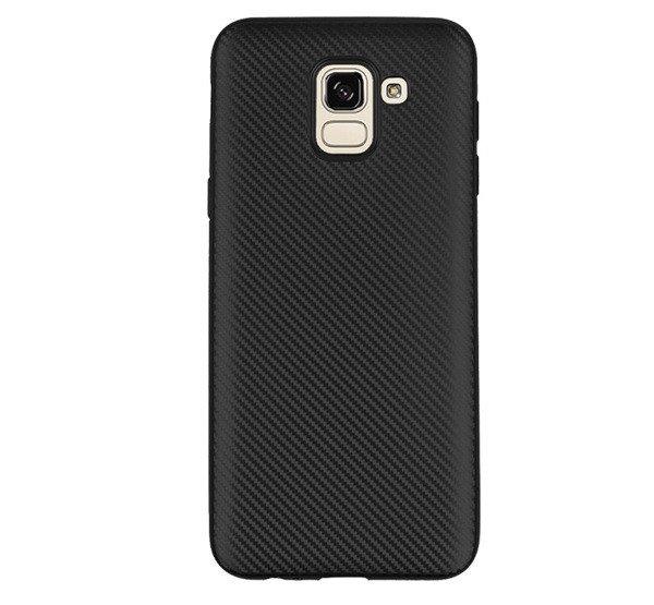 Szilikon telefonvédő (karbon minta) FEKETE Samsung Galaxy J6 (2018) SM-J600F