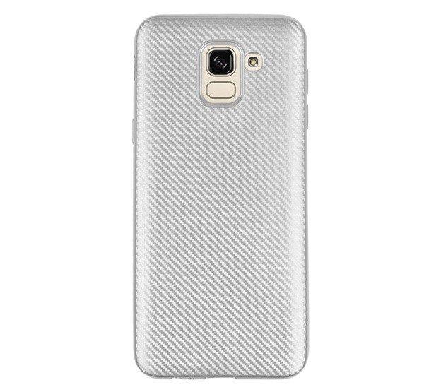 Szilikon telefonvédő (karbon minta) EZÜST Samsung Galaxy J6 (2018) SM-J600F
