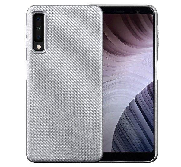 Szilikon telefonvédő (karbon minta) EZÜST Samsung Galaxy A7 (2018) SM-A750F