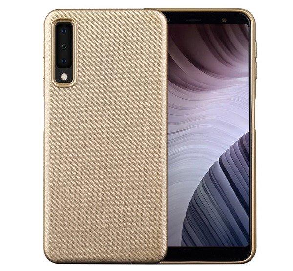 Szilikon telefonvédő (karbon minta) ARANY Samsung Galaxy A7 (2018) SM-A750F