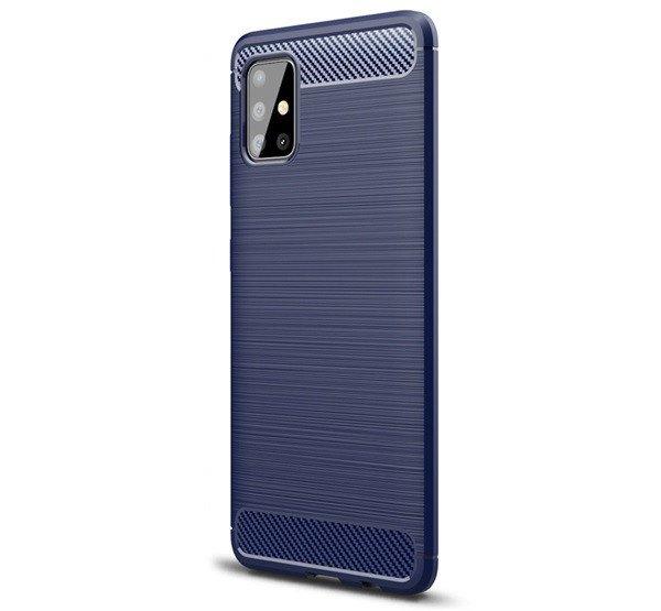 Szilikon telefonvédő (közepesen ütésálló, légpárnás sarok,
szálcsiszolt, karbon minta) SÖTÉTKÉK Samsung Galaxy A51 (SM-A515F)