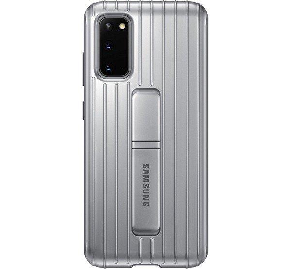 SAMSUNG műanyag telefonvédő (dupla rétegű, gumírozott, asztali tartó
funkció) EZÜST Samsung Galaxy S20 (SM-G980F), Samsung Galaxy S20 5G (SM-G981U)