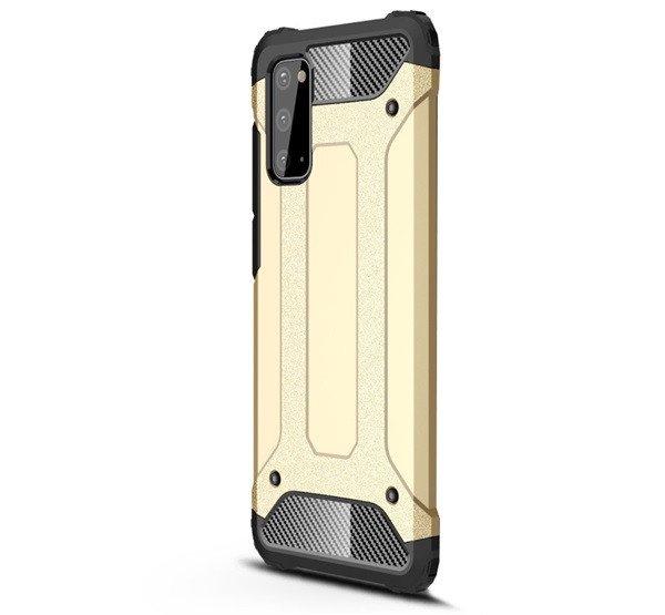 Defender műanyag telefonvédő (közepesen ütésálló, légpárnás sarok,
szilikon belső, fémhatás) ARANY Samsung Galaxy S20 (SM-G980F), Samsung Galaxy
S20 5G (SM-G981U)