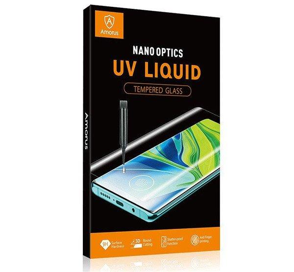 AMORUS UV LIQUID képernyővédő üveg (3D full cover, íves, karcálló,
0.3mm, 9H + UV lámpa) ÁTLÁTSZÓ Huawei P30 Pro