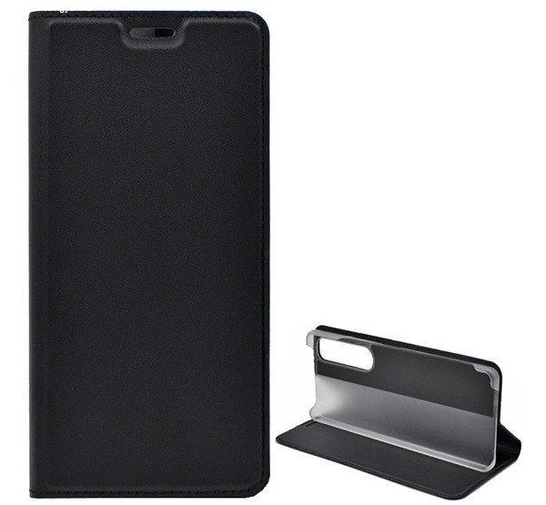 Tok álló, bőr hatású (FLIP, oldalra nyíló, asztali tartó funkció)
FEKETE Sony Xperia 1 III