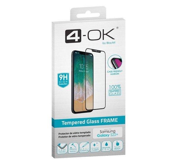 4-OK képernyővédő üveg (3D, íves, karcálló, tokbarát, ujjlenyomat
olvasó, 9H) FEKETE Samsung Galaxy S22 Plus 5G (SM-S906)