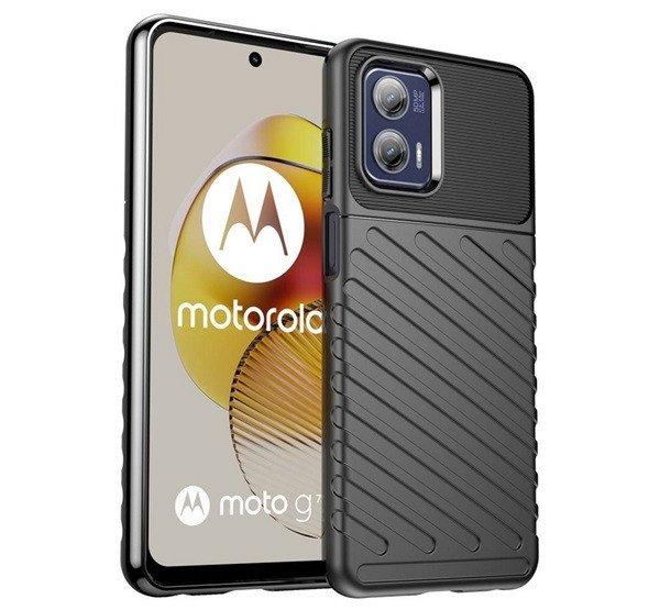 Szilikon telefonvédő (közepesen ütésálló, csíkos, dombor minta) FEKETE
Motorola Moto G73