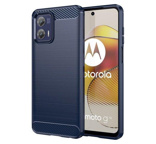 Szilikon telefonvédő (közepesen ütésálló, légpárnás sarok,
szálcsiszolt, karbon minta) SÖTÉTKÉK Motorola Moto G73