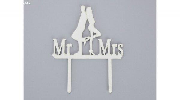 Esküvői tortadísz Mr&Mrs beszúrós