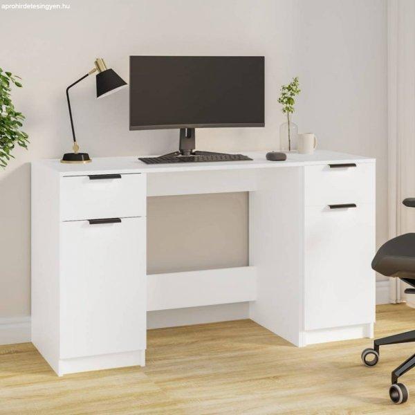 Fehér szerelt fa íróasztal szekrénnyel