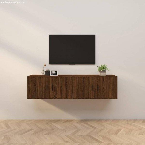 2 db barna tölgyszínű falra szerelhető TV-szekrény 80x34,5x40cm